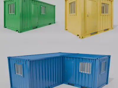 Modified Shipping Containers Room Set 3D Model Pack