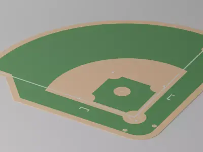 Cartoon Lovely Baseball Field Low-poly 3D model