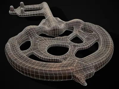 Medieval Rusting Iron Key Low-poly 3D model