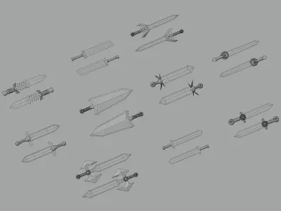 Low-poly Sword pack Low-poly 3D model