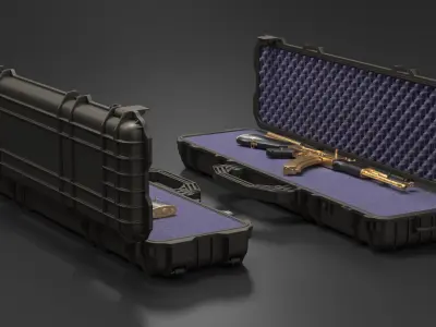  Assembled Gold AK 47 in Open Hard Case 