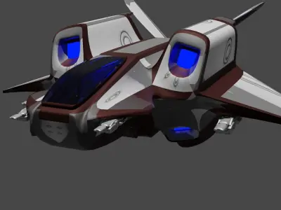 Ship1 spaceship with lights 3D model