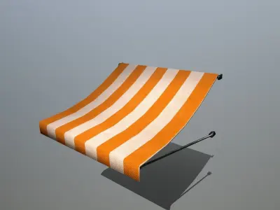awning orange and striped lamp shade Low-poly 3D model