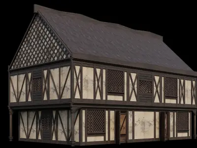 Medieval Houses 42- 4K Textures Game Ready Low-poly 3D model