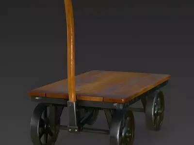 Vintage Industrial Flatbed Cart 3D Model Low-poly 3D model