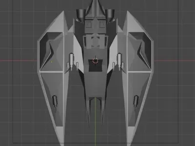 Glider spaceship with two blades Low-poly 3D model