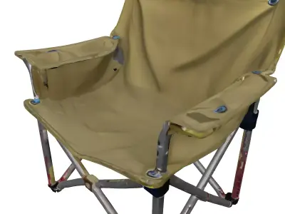 Distressed Foldable Camping Chair Low-poly 3D model