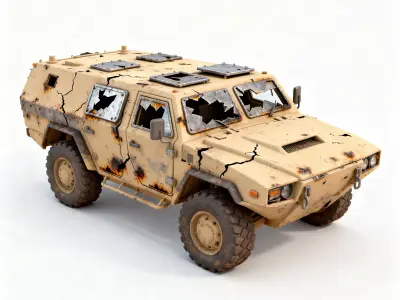Destroyed Desert APC 3D Model Low-poly 3D model
