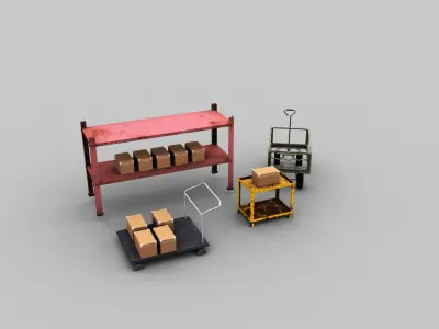 Trolley Cart Lowpoly Low-poly 3D model