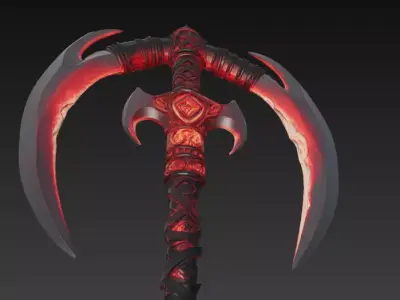 Hellforged Executioner Axe Double Crescent Blade  3D model