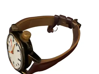 Elegant Vintage Gold Wrist Watch Low-poly 3D model