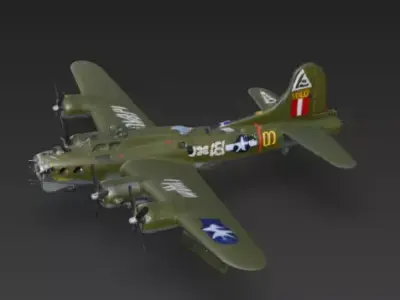 Boeing B17 Bomber 3D Model World War II Aircraft Low-poly 3D model
