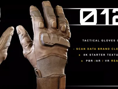 Tactical Gloves 012 Low-poly 3D model