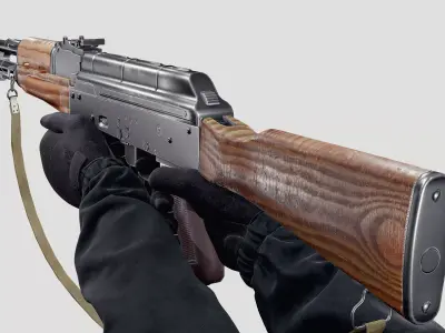 Ak-47 with Extension Models Low-poly 3D model
