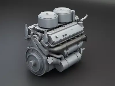 WWII V12 Tank Engine 3D model