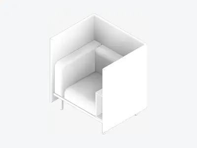 Sofa - Contemporary - Flame - Chair - Armrest Shelf - Right Low-poly 3D model