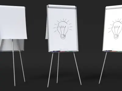 Flip Chart Stand with Sketch 3D model