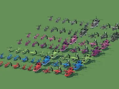 Helicopter Packs Low-poly 3D model