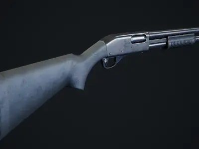 Shotgun Low-poly 3D model 8