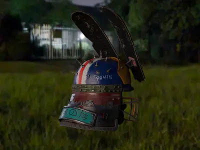 Post apocalyptic helmet Low-poly 3D model