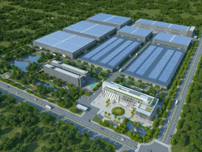 Industrial buildings factories industrial parks 3D model get