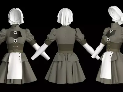 5 Battlefront Nurse Uniform Pack 3D model