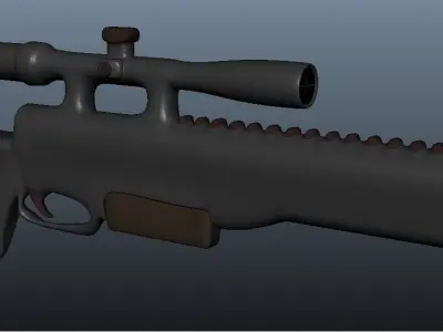 Sniper 3D gun with bullet in it Low-poly 3D model