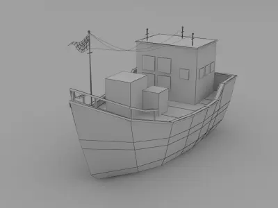 3d low polygon plane ship Low-poly 3D model