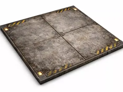 Sci-Fi Wet Industrial Floor Panel - PBR Low Poly Game Ready Low-poly 3D model