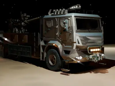 Yavuz 155 mm Truck-Mounted Howitzer 3D model