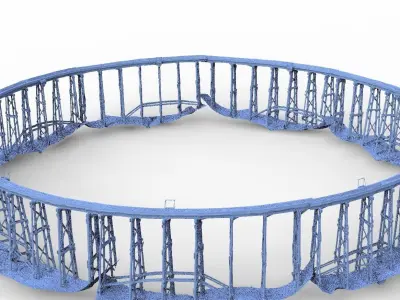 Railway bridge over water with jungle 3D model