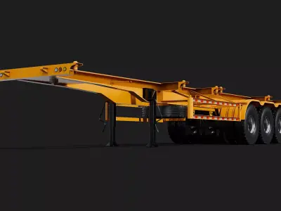 3 axle Skeleton semi trailer container chassis 3D model purchase