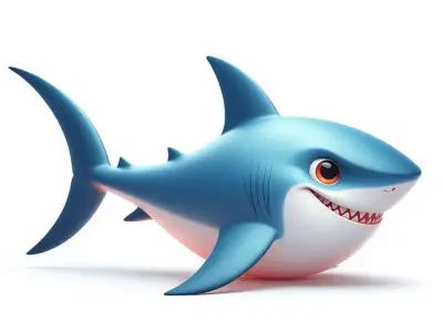 Cute Cartoon Shark 3D Playful Ocean Animal Big Smile Low-poly 3D model