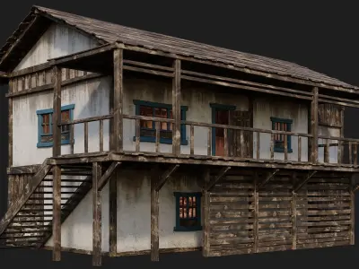 Old House Building 4K Textures GameReady 165 Low-poly 3D model