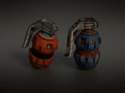 Granade Low Poly PBR grenade 3D Model Pack