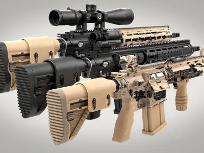 MR 762 Modular Designated Marksman Rifle Low-poly 3D model