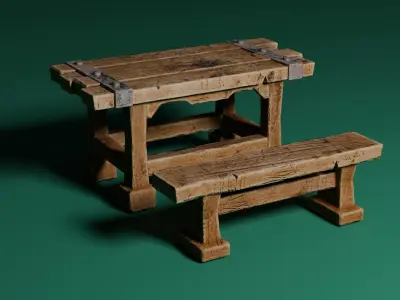 Medieval table 2 Low-poly 3D model