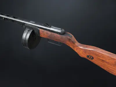 PPSh-41 Submachine Gun Low-poly 3D model purchase