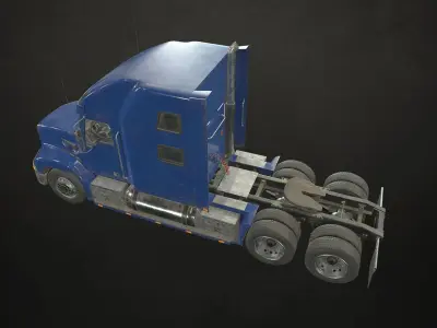 Semi Truck Tractor - Blue Low-poly 3D model