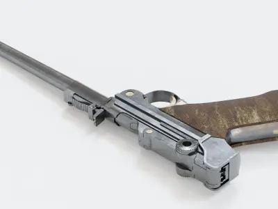 The Luger Pistol Long Barreled 9mm Low-poly 3D model
