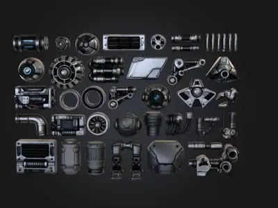 Ultimate Sci-Fi Greeble Kitbash Pack  30  Hard Surface Details Low-poly 3D model