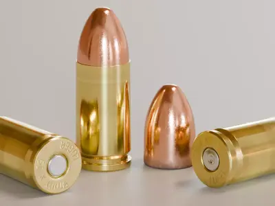 9mm x 19 Luger Parabellum Bullet Cartridge 3D model