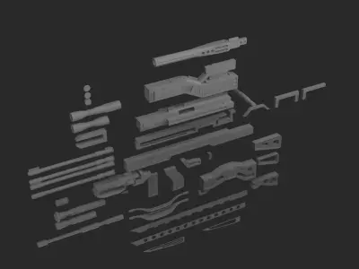 Weapon Kitbash Gun Low-poly 3D model