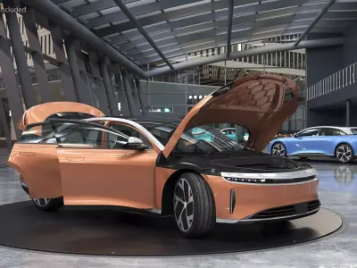 Lucid Air 2021 Electric Luxury Sedan Rigged 3D model
