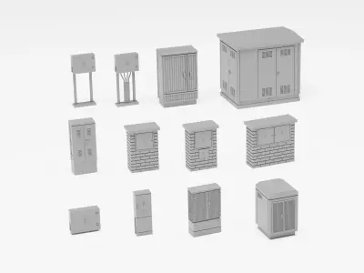 Electrical junction boxes H0 scale 3D print model