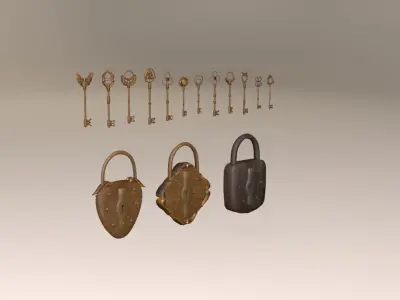 Keys and locks pack Low-poly 3D model