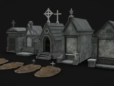 Cemetery Crypts Low-poly 3D model