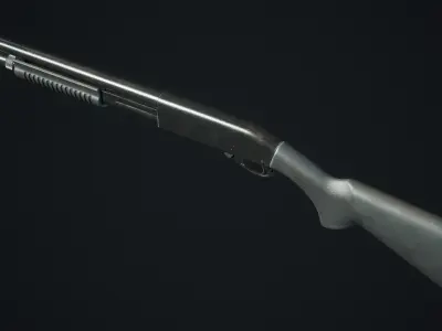 Shotgun Low-poly 3D model 8