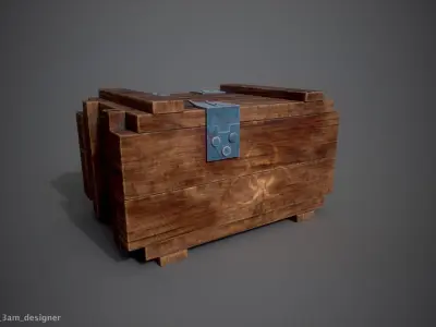 Wooden Crate Game Ready 3D model