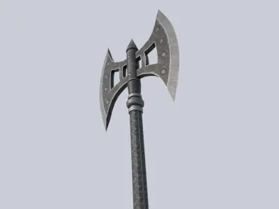 Fantasy axe Low-poly 3D model 8